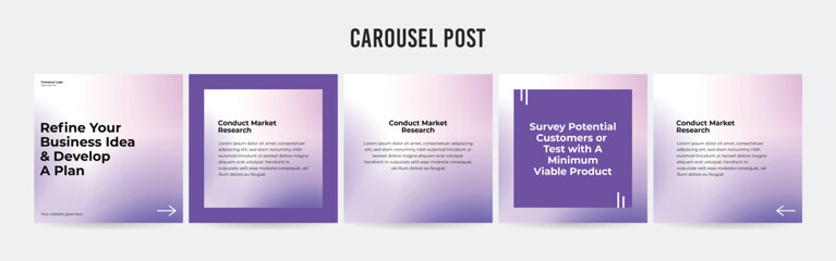 Wall Mural - stunning carousel post template, editable social media layout design, business instagram & linkedin 