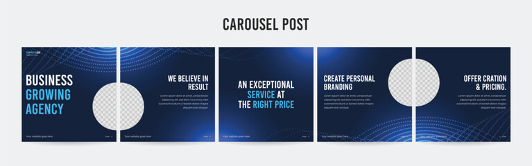 Wall Mural - editable instagram carousel post layout set, social media marketing microblog template design, tips 