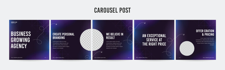 Wall Mural - set of minimalist business carousel post, customize social media template design, instagram and link