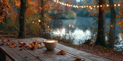 Sticker - Coffee on Wooden Table