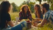 © Andrew - Laughter and joy fill the air as a group of friends enjoy a sunny picnic in a lush green park. The warmth of the sun and the company of friends create a perfect summer day.