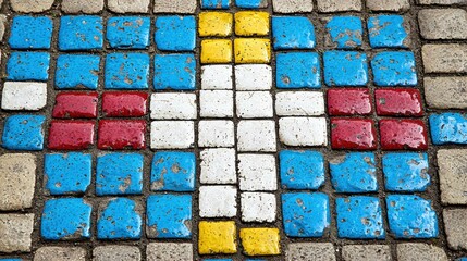 Poster - Colorful Mosaic Pattern on Pavement