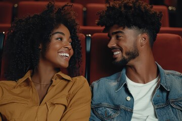 Two friends enjoying a movie together in a cozy theater setting