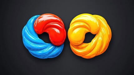 Poster - Vibrant Swirls of Red, Blue, and Yellow Paint