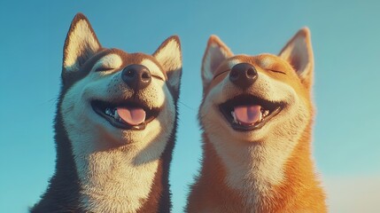 Banner of Two Smiling Dogs with Happy Expressions