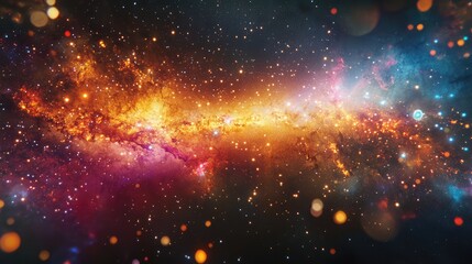 Wall Mural - a stunning view of a dwarf galaxy, featuring dense regions of stars and colorful nebulae in a vibran