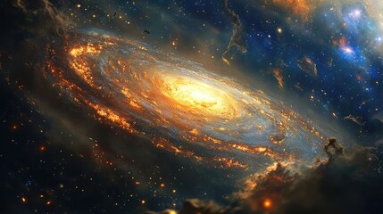 Wall Mural - an artistic interpretation of a dwarf galaxy, where vibrant colors and intricate details highlight t