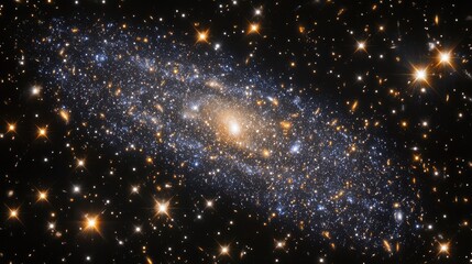 Wall Mural - an artistic representation of a dwarf galaxy, highlighting its unique shape and the delicate interpl