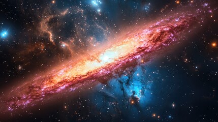 Wall Mural - an enchanting view of a dwarf galaxy, with its stars twinkling and gas clouds swirling in a harmonio