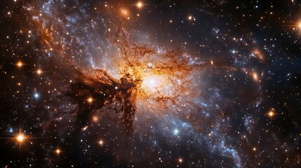 Wall Mural - an enchanting view of a dwarf galaxy, with its stars twinkling and gas clouds swirling in a harmonio