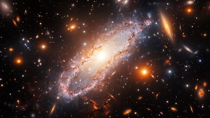 Wall Mural - an enchanting view of a dwarf galaxy, with its stars twinkling and gas clouds swirling in a harmonio