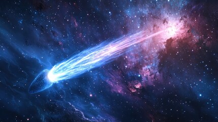 Wall Mural - a breathtaking image capturing a comet flying toward a distant galaxy, illuminating the space around