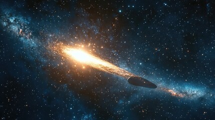 Wall Mural - a breathtaking image capturing a comet flying toward a distant galaxy, illuminating the space around