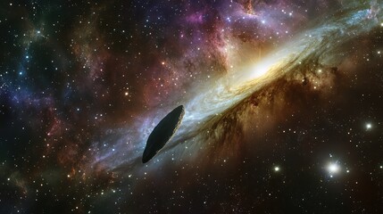 Wall Mural - a dramatic cosmic landscape of a galaxy with a comet, where the celestial bodies create a stunning s
