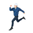 © metamorworks - ジャンプする男性作業員　手作業で精密に切り抜いた背景透過全身写真PNG