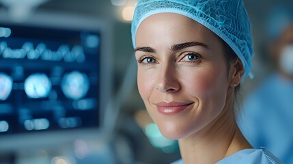 Healthcare professional examining and analyzing patient medical records and diagnostic data through an innovative holographic display technology in a modern futuristic medical setting