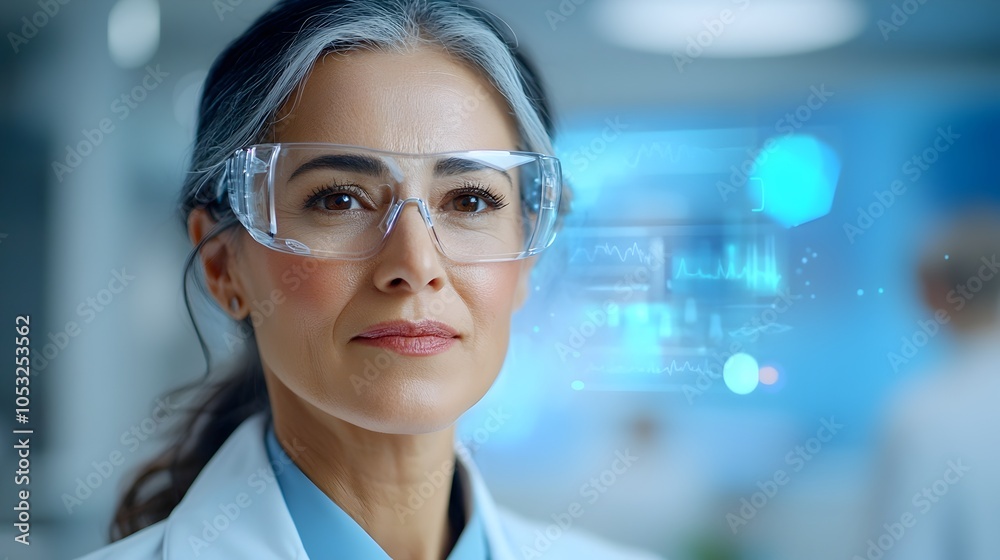 Female doctor or medical expert analyzing patient data and information ...