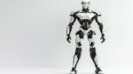 Poster - A White and Black Humanoid Robot Standing Against a White Background