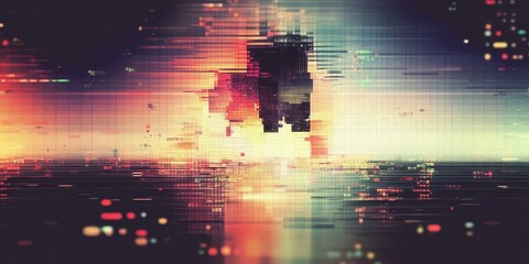 Poster - abstract glitch art with dynamic texture and color