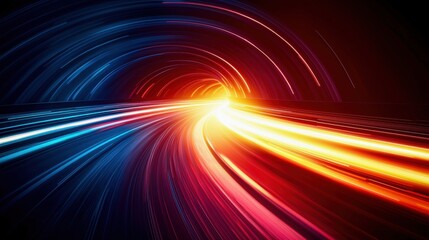 Aufkleber - Dynamic light trails in vibrant colors create a sense of motion and speed against a dark background.