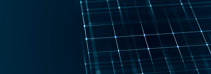 Leinwandbilder - Technology background. Honeycomb concept. Big data. Hexagonal space with connected dots and lines. 3d
