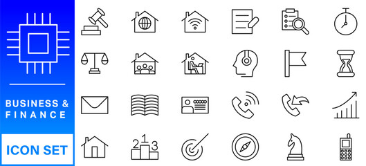 Poster - Business and Finance web icons in line style. Money, bank, contact, infographic. Icon collection. Vector illustration