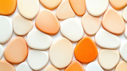 Poster - Aesthetic arrangement of softly colored pebbles in beige and orange hues for modern design inspiration
