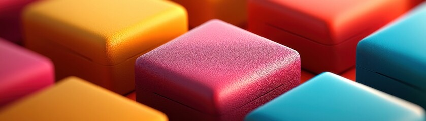Poster - Vibrant collection of textured square boxes in a colorful arrangement highlighting modern design aesthetics