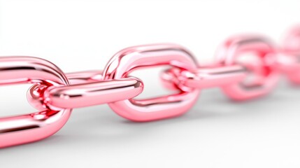 Poster - A close-up of a shiny pink chain link symbolizing connection and unity in modern design