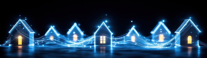 Leinwandbilder - Illuminated digital homes a futuristic vision of connectivity and innovation