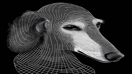 Abstract Wireframe Dog Illustration Design