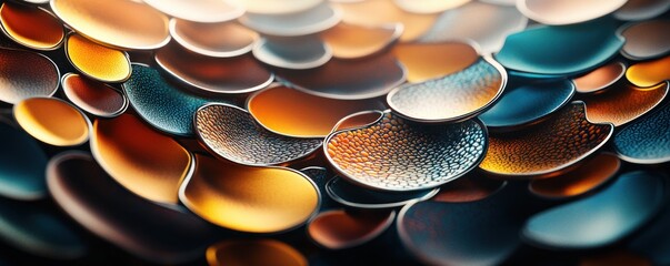 Leinwandbilder - A vibrant tapestry of colorful fluid shapes capturing light and texture in an abstract composition