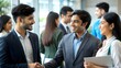 © N7 - Indian students networking at a university career fair.