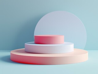 Wall Mural - Stacked circles in pastel colors. AI.