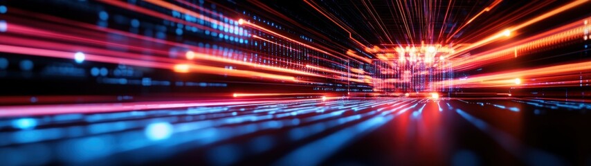 Fototapete - Dynamic data visualization exploring the intersection of speed and technology in modern digital art