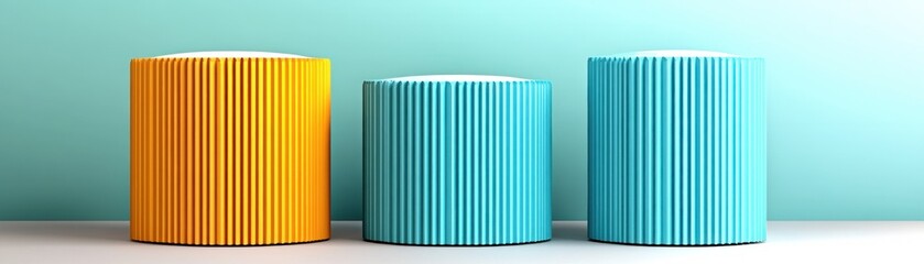 Fototapete - Vibrant cylindrical forms a study in color and design with a modern aesthetic appeal