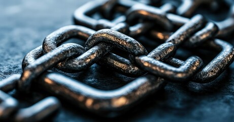 Aufkleber - Close-up view of interlocking metal chains symbolizing strength and connection in industrial design