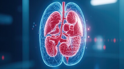 Poster - A stunning 3d visualization of human lungs highlighting their intricate structure and functionality in respiratory health