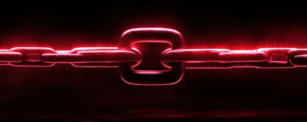 Leinwandbilder - Exploring the power of connection the symbolism and strength of a red neon chain link