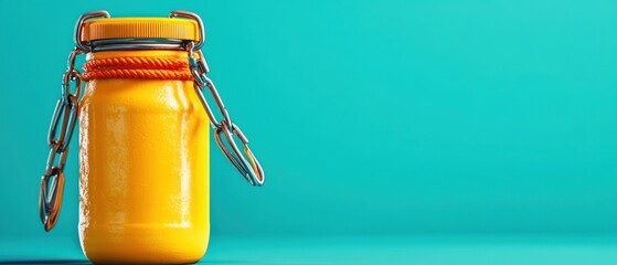 Aufkleber - A bright yellow jar a captivating display of color and design in modern storage solutions