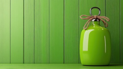 Aufkleber - Vibrant green decorative bottle against a wooden background a stylish touch to any space