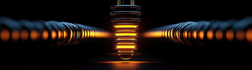 Leinwandbilder - Illuminated coil a surreal exploration of energy and light in abstract form