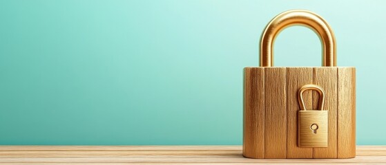 Poster - Golden padlock symbolizing security and protection on a minimalist background
