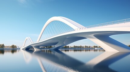 Aufkleber - Architectural photography of a bridge with modern design elements spanning a river