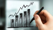 © Chaiwit - Hand sketching revenue growth plans for 2025, illustrating positive trend with increasing bars and upward arrow, symbolizing success and future potential