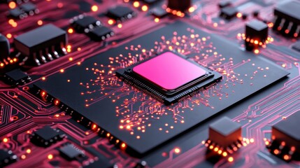 Fototapete - Exploring the depths of microchip technology a close-up on modern circuitry innovations and their impact on the digital world