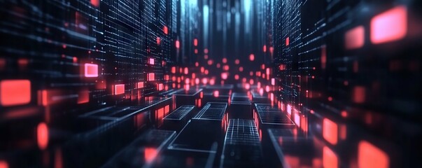Poster - Digital background, can be used in the description of network abilities, technological processes, digital storages, science, education, etc.