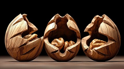 Poster - Intriguing wooden eggs with hidden surprises a natural wonder of artistry and design