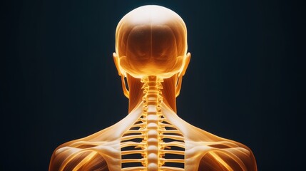 Poster - Exploring human anatomy a detailed look at the structure of the spine and head from the back view