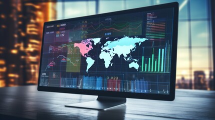 Aufkleber - Data analysis of supply chain efficiency with advanced analytics and global logistics dashboards